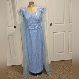 Elegant Blue Long Sleeve Dress